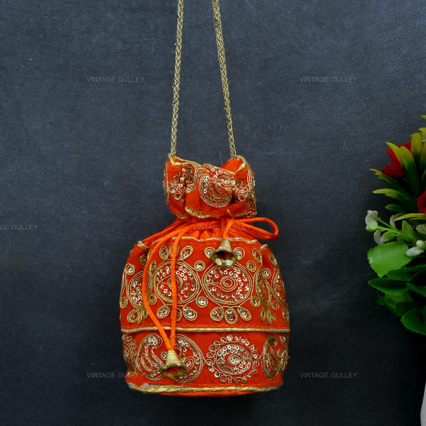 Rajasthani Potli Bag - Orange