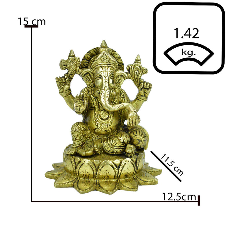Brass Ganesha on Lotus - Vintage Gulley