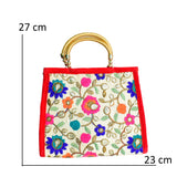 Rajasthani Embroidery Handbag For Women - Multi Flower - Vintage Gulley