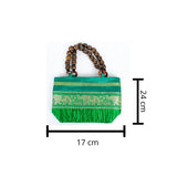 Rajasthani Designer Handbag with Beads - Green - Vintage Gulley