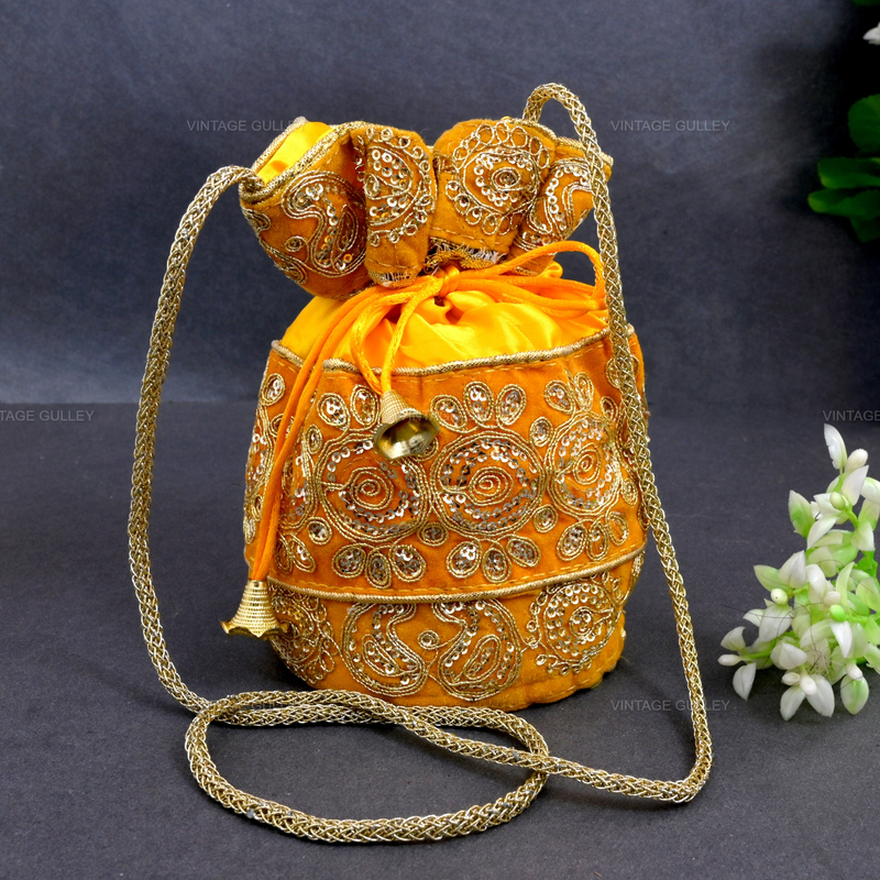 Rajasthani Potli Bag - Yellow