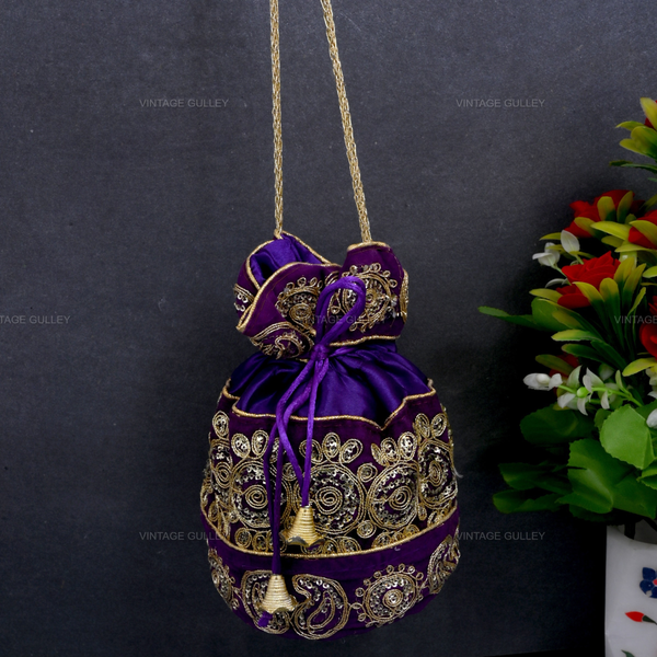 Rajasthani Potli Bag - Purple