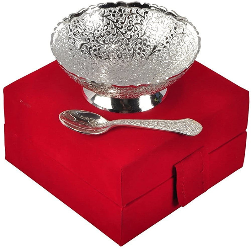 SILVER PLATED BOWL SET WITH RED VELVET BOX - Vintage Gulley