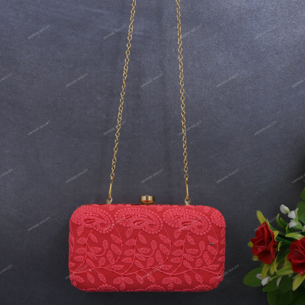 Embroidered Clutch for Female - Pink