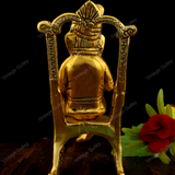White Metal Golden Oxidized Ganesha Reading Chair
