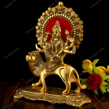 Metal Durga Mata Setting On Lion idol For Puja And Home Decor