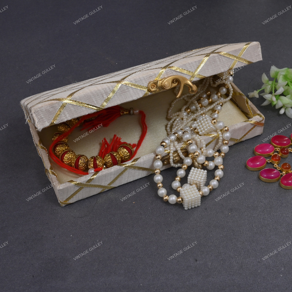 Fabric and Wooden Cash/Shagun Box for Wedding - Beige