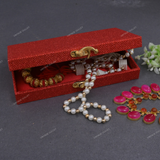 Fabric and Wooden Cash/Shagun Box for Wedding - Red Shimmer