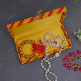 Fabric and Wooden Cash/Shagun Box for Wedding - Lehariya Yellow