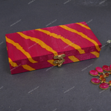 Fabric and Wooden Cash/Shagun Box for Wedding - Lehariya Pink