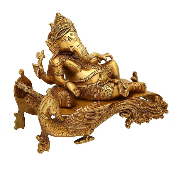 Brass Lord Sitting Ganesha|Ganpati Murti Decorative Showpiece Statue Sculpture - Vintage Gulley