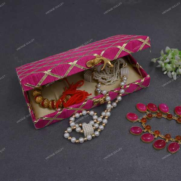 Fabric and Wooden Cash/Shagun Box for Wedding - Pink