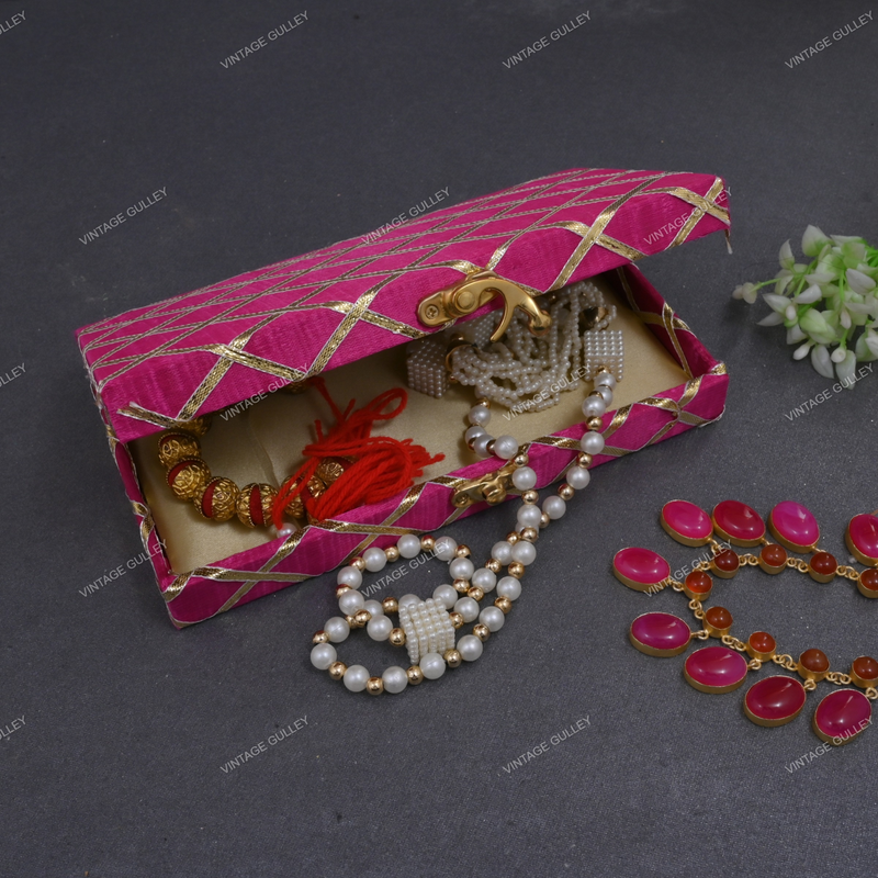 Fabric and Wooden Cash/Shagun Box for Wedding - Pink