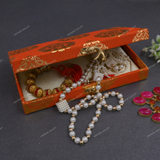 Fabric and Wooden Cash/Shagun Box for Wedding - Orange Paan