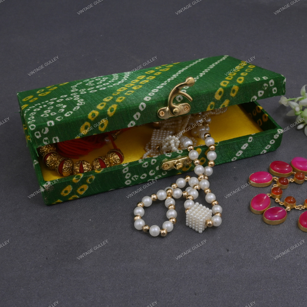 Fabric and Wooden Cash/Shagun Box for Wedding - Bandhej Green