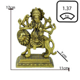 Brass Durga Idol Sitting on Lion - Vintage Gulley