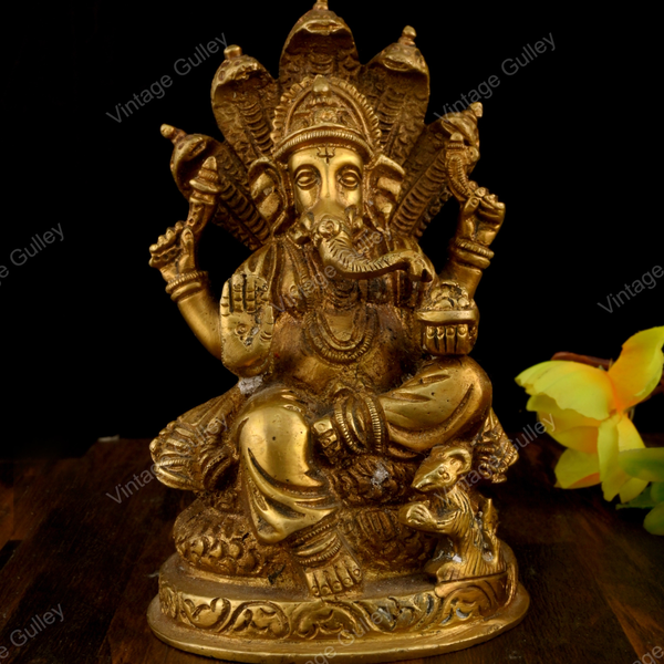 Brass Ganesha Sheshnaag