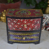 Wooden Hand Carved Multi-Utility Chest Drawers & Jewellery Box for Women - 2 Drawers - Vintage Gulley