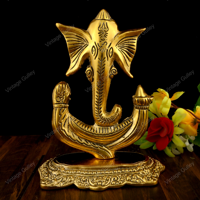 White Metal Golden Oxidized Modern Ganesha