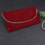 Ethnic Embroidered Envelope - Maroon
