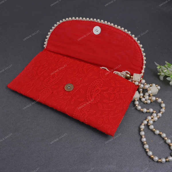 Ethnic Embroidered Envelope - Red