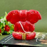 Enameled Metal Appu Ganesha Idol - 3 Inches - Red