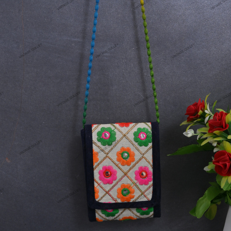 Rajasthani Embroidered Mobile Bag  - Multicolor