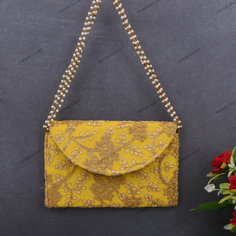 Rajasthani Embroidered Bag - Yellow