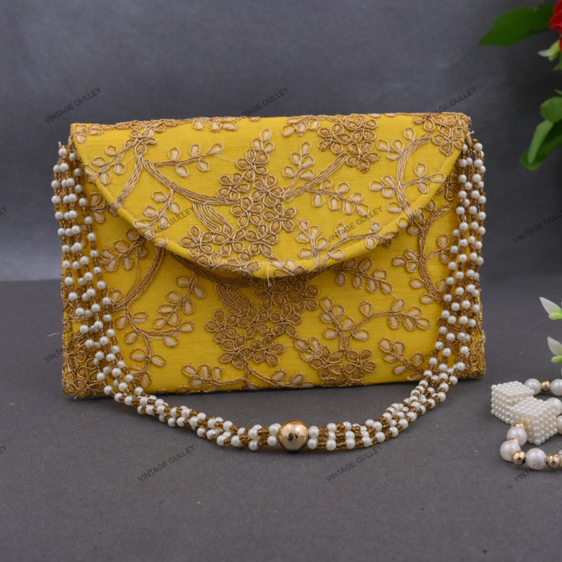 Rajasthani Embroidered Bag - Yellow