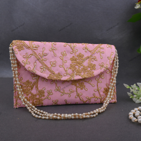 Rajasthani Embroidered Bag - Light Pink