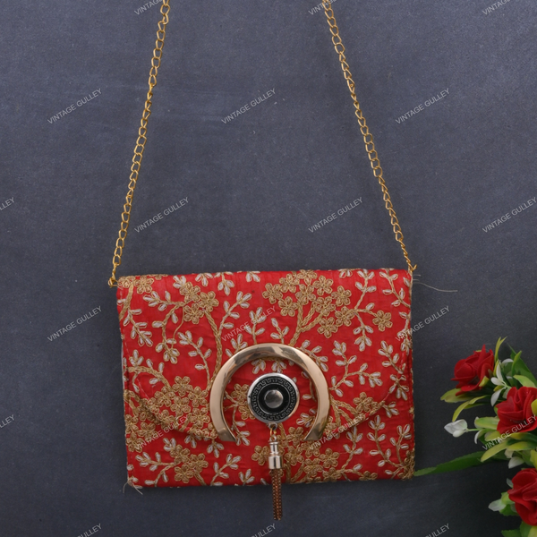 Rajasthani Embroidered Bag - Red