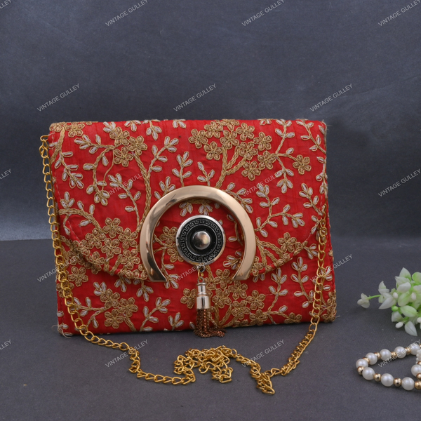 Rajasthani Embroidered Bag - Red
