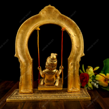 White Metal Golden Oxidized Krishna on Swing