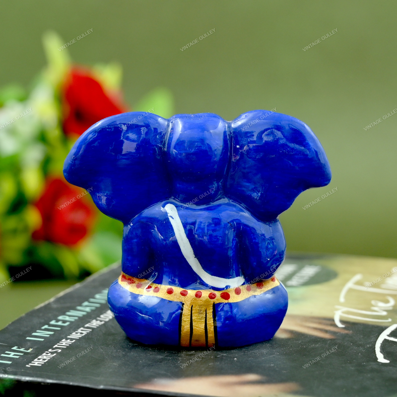 Enameled Metal Appu Ganesha Idol - 2 Inches - Blue