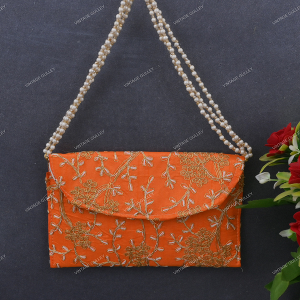 Rajasthani Embroidered Bag - Orange