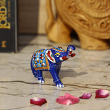 Meenakari Royal Blue Elephant I Hand-Enameled in Metal I Gift/Home Decor I Single I Living Room - Blue - Vintage Gulley