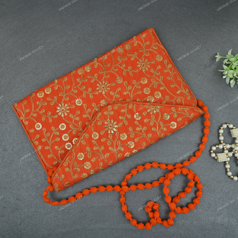 Rajasthani Embroidered Bag Big - Orange