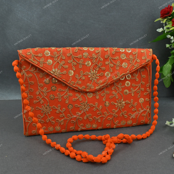 Rajasthani Embroidered Bag Big - Orange