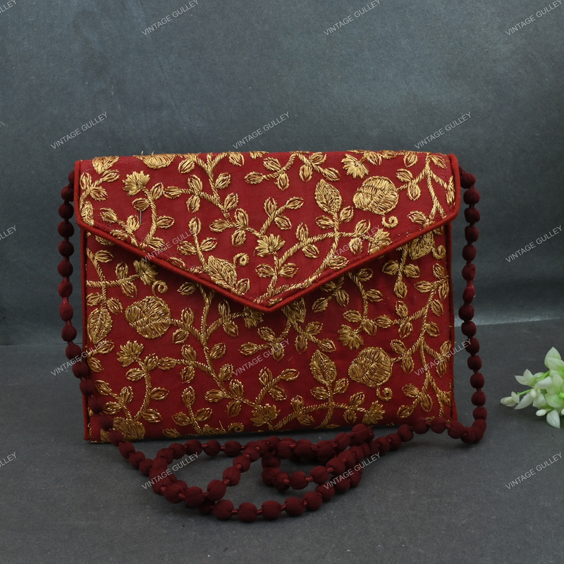 Rajasthani Embroidered Bag Big - Maroon