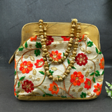 Rajasthani Embroidery Purse For Women - Multicolored Flowers