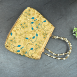 Rajasthani Embroidery Handbag For Women - Blue-Gold