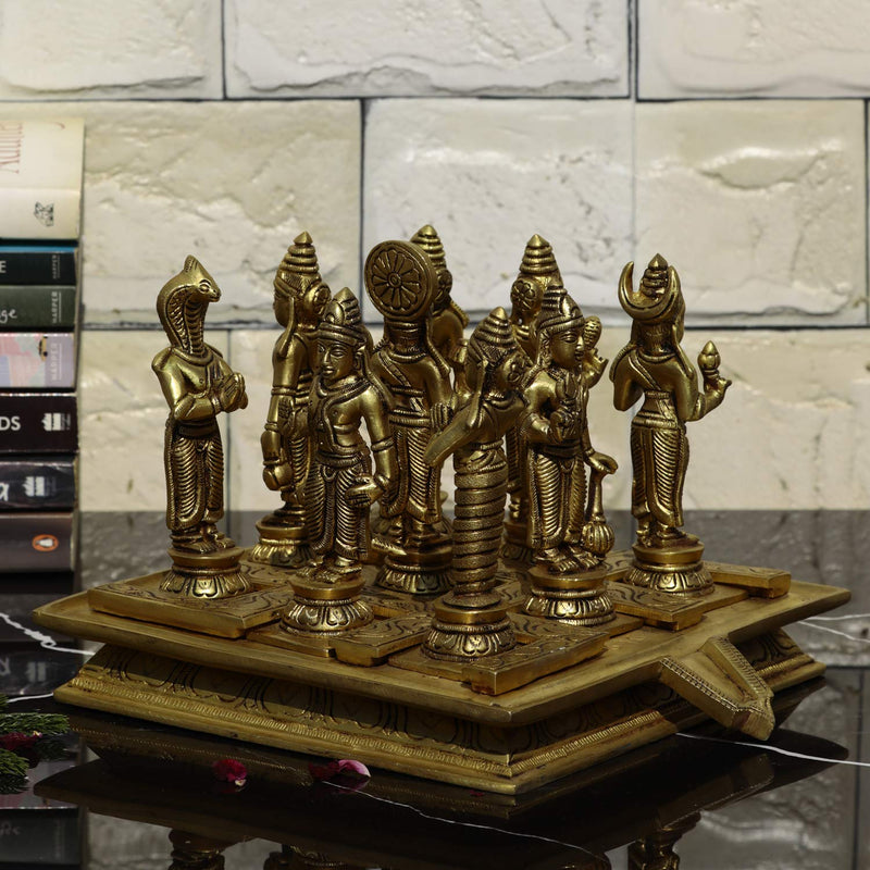 Brass Navgrah Statue Set I Nine Planets - Vintage Gulley