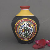 Warli Hand-Painted Terracotta Pot - Black