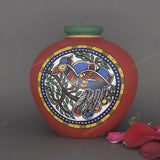 Warli Hand-Painted Terracotta Pot - Red