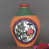 Warli Hand-Painted Terracotta Pot - Orange