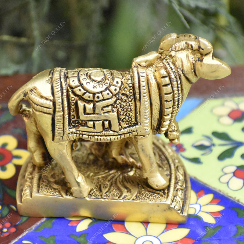 Brass Cow and Calf for Pooja and Home Decorative | Kaamdhenu