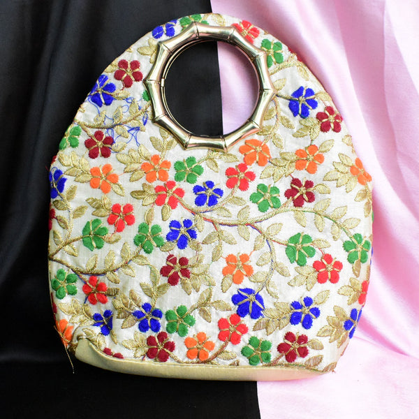 Rajasthani Embroidered HandBag  - Multicolor - Vintage Gulley