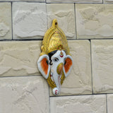 Metal Ganesha Face Wall Hanging  - Orange