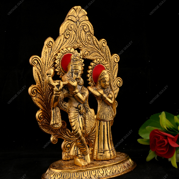 Metal Standing Radha Krishna for Puja and Home Decor