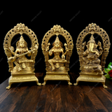 Brass Laxmi Ganesha Saraswati Sitting Arch